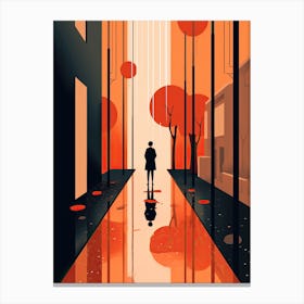 City In The Rain, minimalism Canvas Print