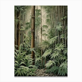 Vintage Jungle Botanical Illustration Bamboo 2 Canvas Print