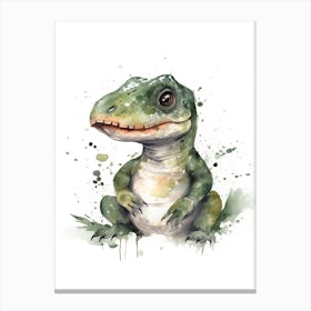 Baby T Rex Dinosaur Watercolour Nursery 4 Canvas Print