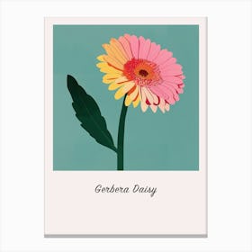 Gerbera Daisy Square Flower Illustration Poster Canvas Print