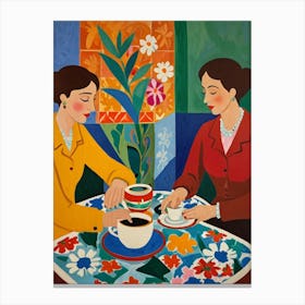 Two Women At A Table 2 Canvas Print