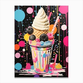 Ice Cream Sunday Rainbow Dots 2 Canvas Print