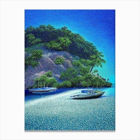 Pulau Kapas Malaysia Pointillism Style Tropical Destination Canvas Print