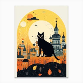 Moscow, Russia Skyline With A Cat 0 Canvas Print