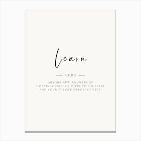 Learn Verb Canvas Print