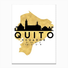 Quito Ecuador Silhouette City Skyline Map Canvas Print