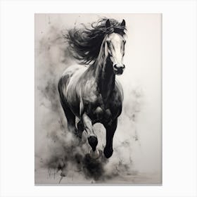 A Horse Painting In The Style Of Monochrome Painting 4 Canvas Print