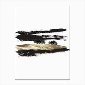 Black And Gold Brushstrokes 1 Canvas Print