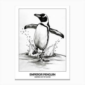 Penguin Jumping Out Of Water Poster 4 Canvas Print
