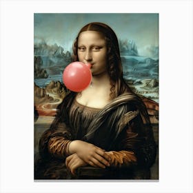 Mona Lisa with Bubble Gum Canvas Print