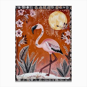 Greater Flamingo And Orchids Boho Print 1 Canvas Print