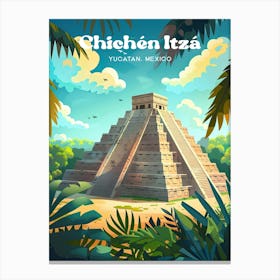 Chichen Itza Mexico Art Illustration Canvas Print