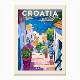Hvar Croatia 4 Fauvist Painting  Travel Poster Canvas Print