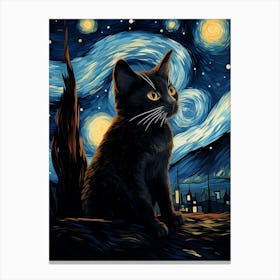 Starry Night Cat Canvas Print