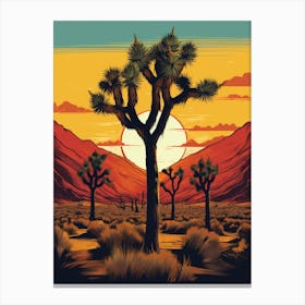  Retro Illustration Of A Joshua Trees At Dusk In Desert 5 Canvas Print