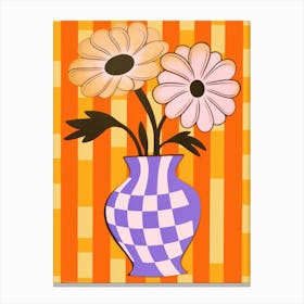 Wild Flowers Orange Tones In Vase 2 Canvas Print