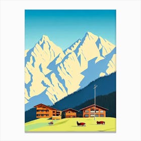 Alta Badia, Italy Midcentury Vintage Skiing Poster Canvas Print