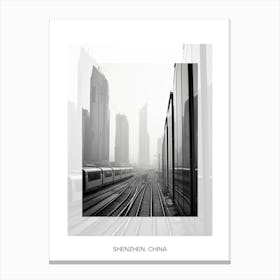 Poster Of Shenzhen, China, Black And White Old Photo 4 Canvas Print