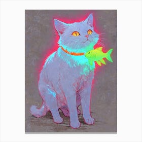 Cat With Fish Canvas Print