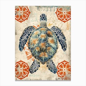 Sea Turtle Tile Patterns Canvas Print
