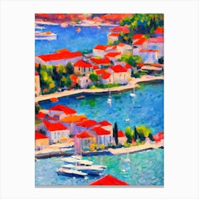 Port Of Kotor Montenegro Brushwork Painting harbour Canvas Print
