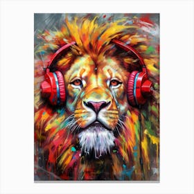 Lion With Headphones animal Canvas Print