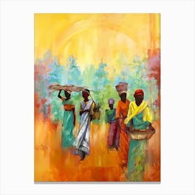 Women With Baskets Canvas Print