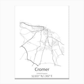 Cromer,United Kingdom Minimalist Map Canvas Print