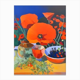 California Poppy Spices And Herbs Oil Painting Canvas Print