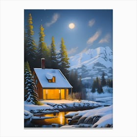 extraordinary lighting, Anne Beecher style, with a beautiful snowy landscape, Canvas Print