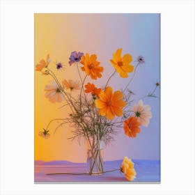 Cosmos Flowers On A Table   Contemporary Illustration 1 Canvas Print