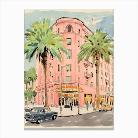 The Beverly Wilshire Beverly Hills   Beverly Hills, California   Resort Storybook Illustration 2 Canvas Print