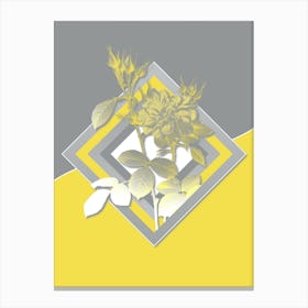 Vintage Autumn Damask Rose Botanical Geometric Art in Yellow and Gray n.205 Canvas Print