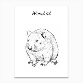 B&W Wombat Poster Canvas Print