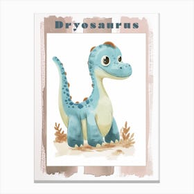 Blue Pastel Dryosaurus Dinosaur 2 Poster Canvas Print