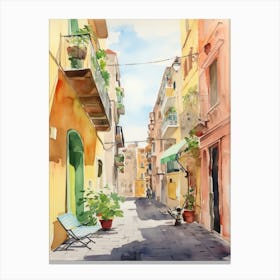 Catania, Italy Watercolour Streets 3 Canvas Print