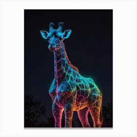 Neon Giraffe Canvas Art Canvas Print