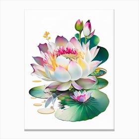 Blooming Lotus Flower In Pond Decoupage 1 Canvas Print