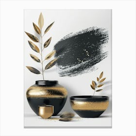 Gold And Black Vase 2 Canvas Print