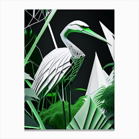 Pacific Reef Heron Polygonal Wireframe 1 Canvas Print
