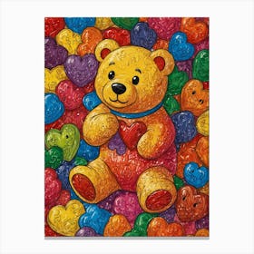 Teddy Bear With Hearts 2 Canvas Print