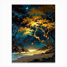 Night Landscape With Trees Canvas Print