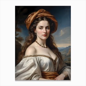 Elegant Classic Woman Portrait Painting (4) Canvas Print