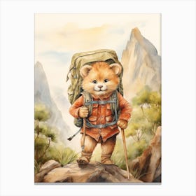 Hiking Watercolour Lion Art Painting 5 Canvas Print