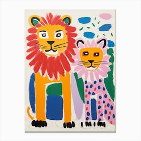 Colourful Kids Animal Art Lion 8 Canvas Print