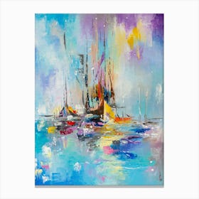 Boats In The Morning Mist Canvas Print