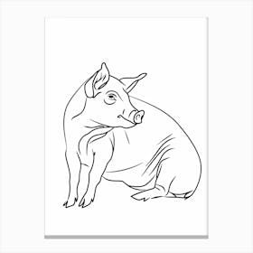 Pig Drawing animal lines art Canvas Print