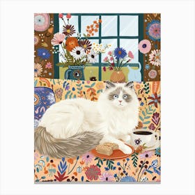 Tea Time With A Ragdoll Cat 1 Canvas Print