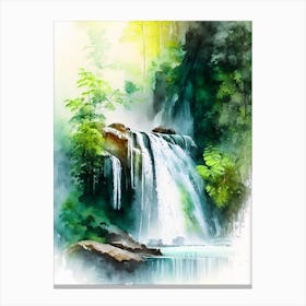 Saen Saep Waterfall, Thailand Water Colour  (1) Canvas Print