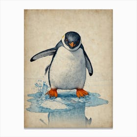 Penguin On Ice Canvas Print